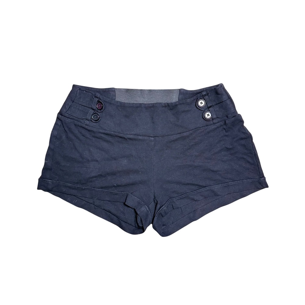 Ci Sono Women Black High Waisted Button Detail Hot Pants Shorts